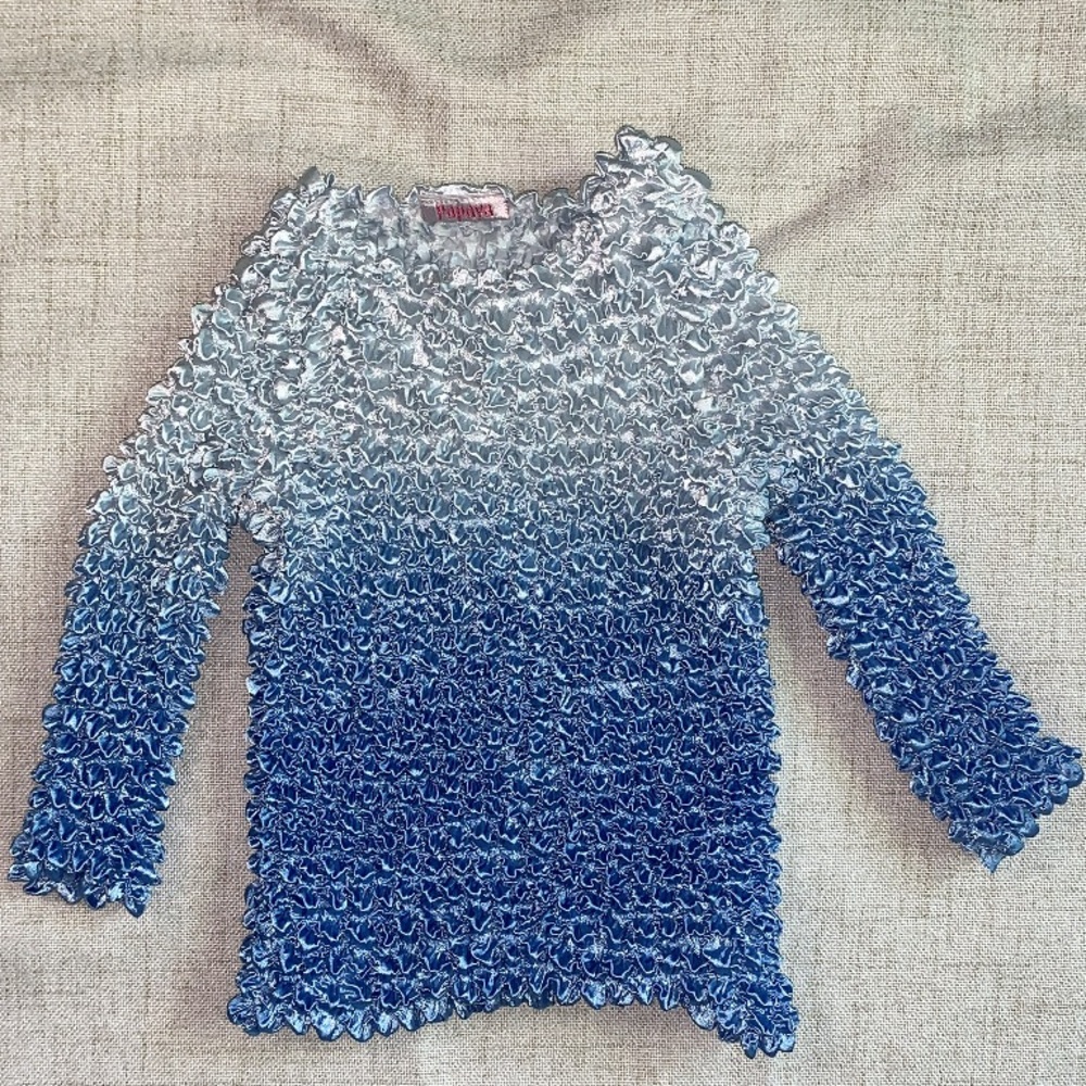 Vintage Papaya Scrunchie Top One Size Fits All Ombré Blue 3/4 sleeves